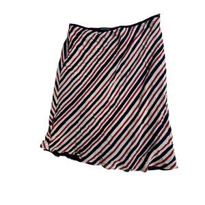 Vintage Ann Taylor Skirt Size 10 Navy Red Stripe Bias Cut Office Y2K